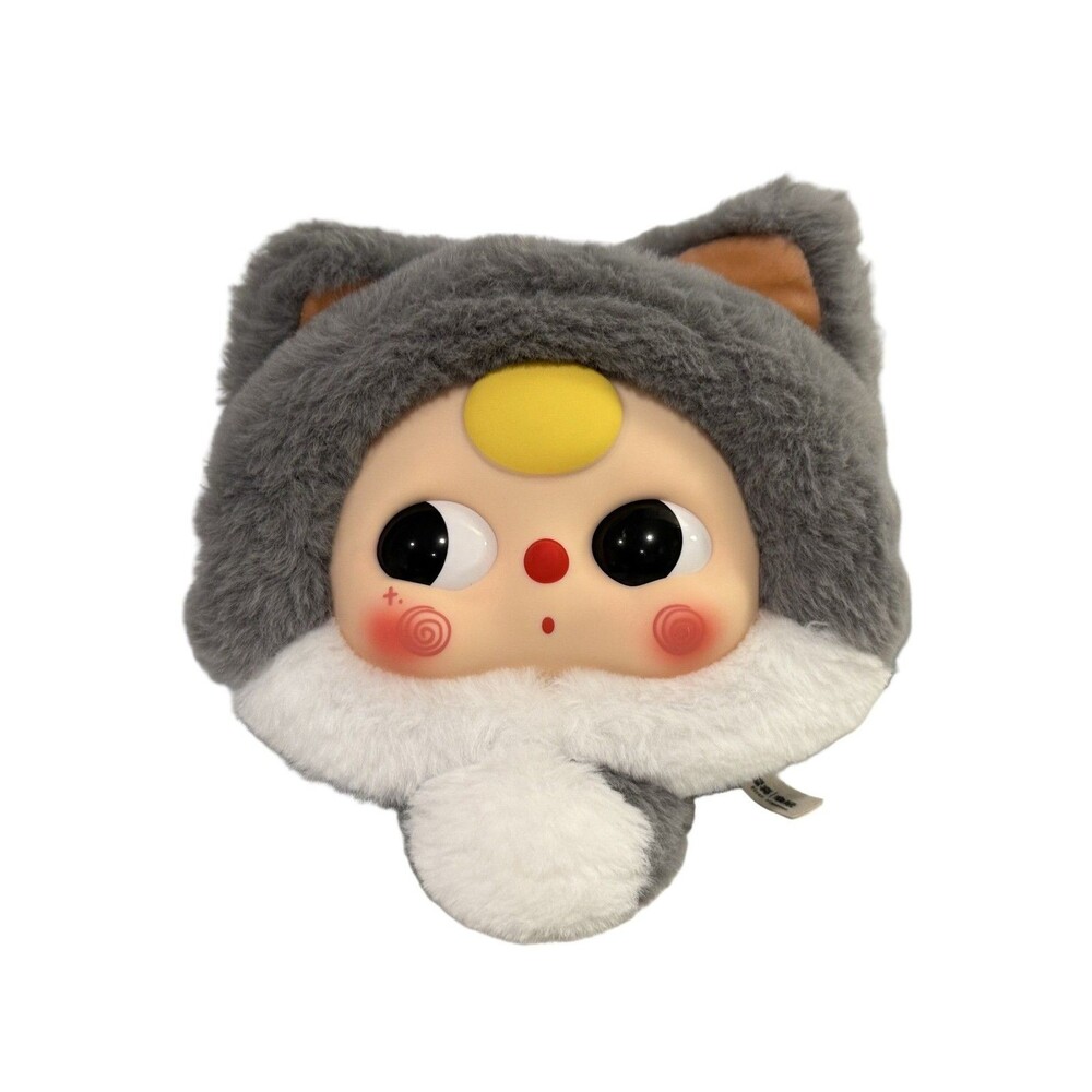 Yiwu First Rigorous Cheese Cat Plush Pouch Grey White Yellow Red 6-7in